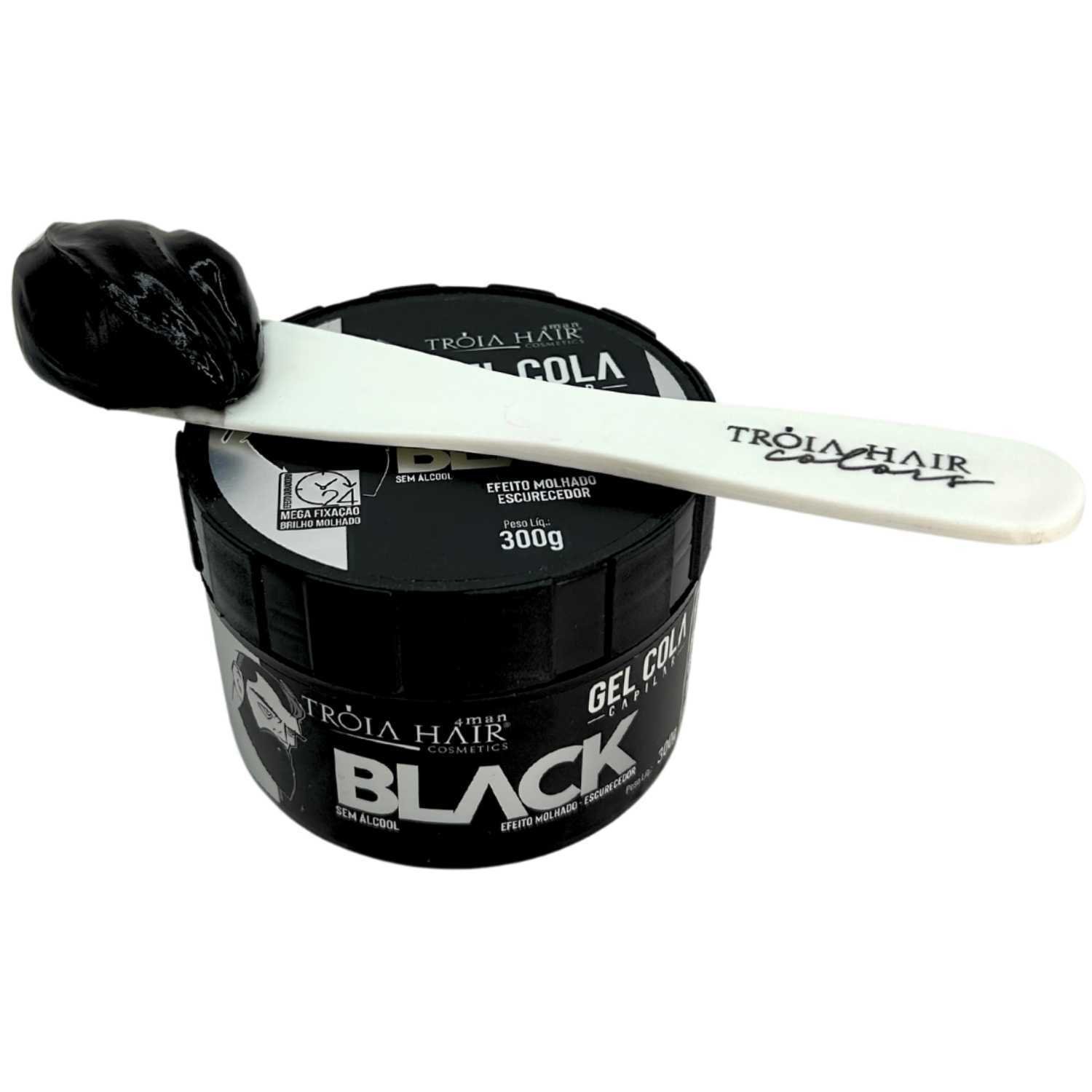 25 Gel Cola Black Troia Hair 300g Troia Hair - Fixação Forte e Efeito Degradê Impecável - Imagem 6