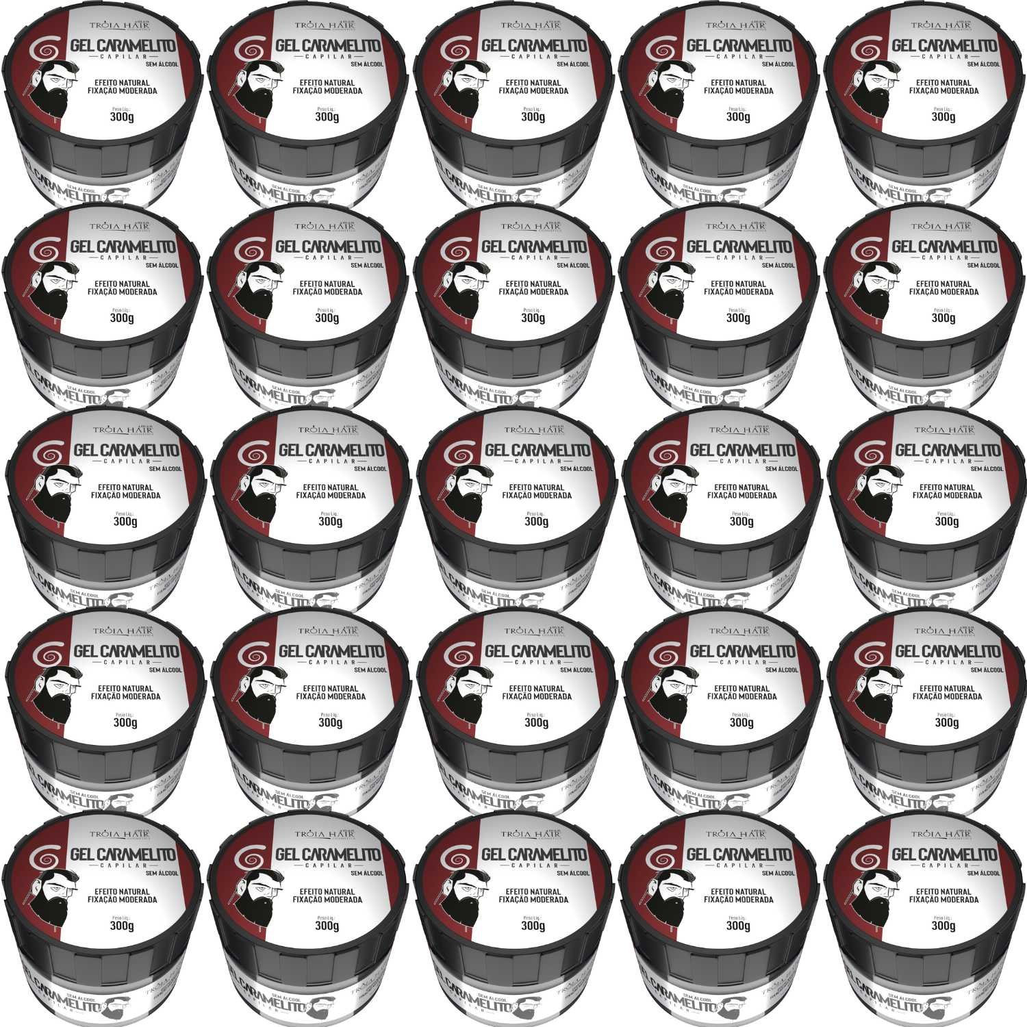 25 Gel Cola Caramelito Troia Hair 300g - Fixação Mega Forte Troia Hair