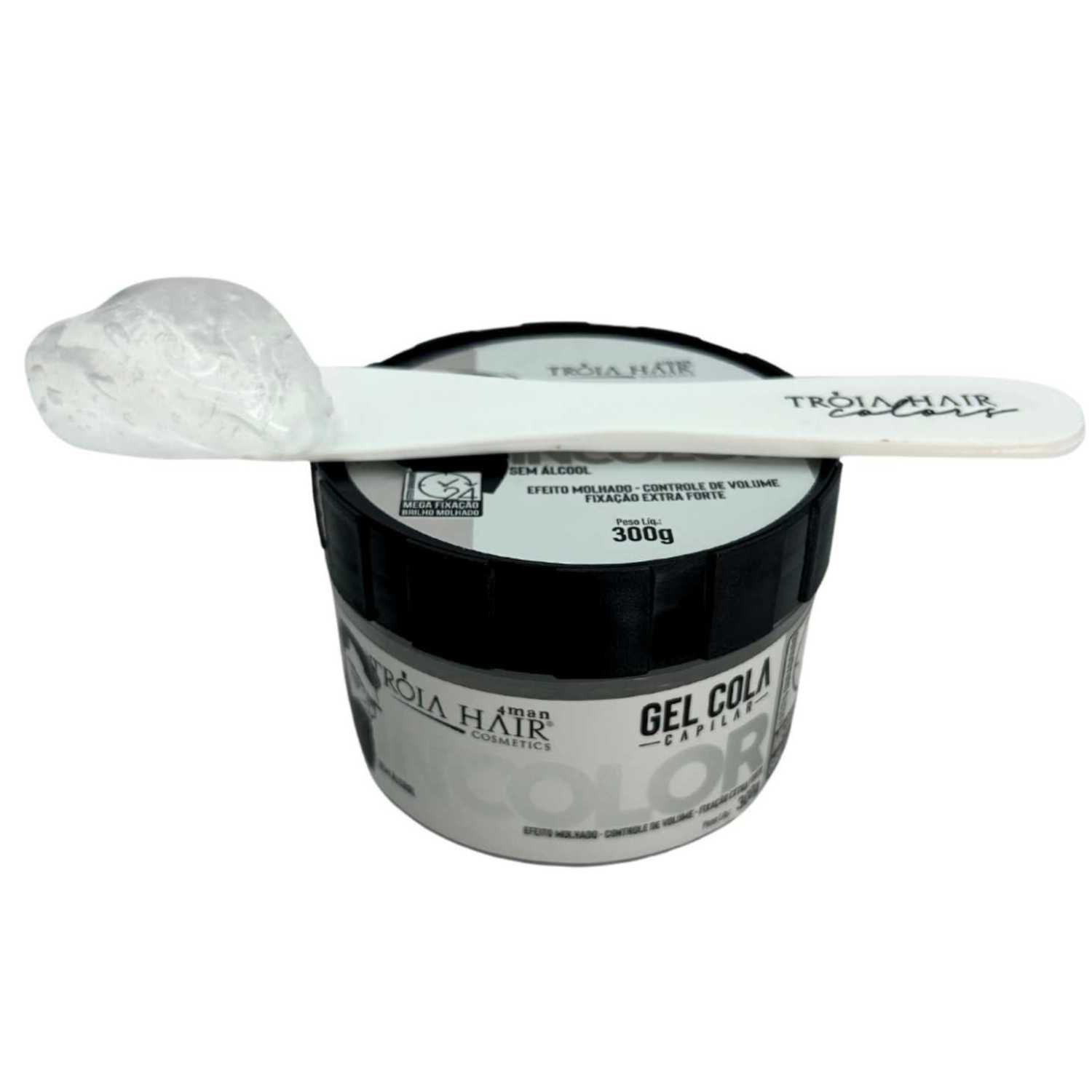25 Gel Cola Incolor Troia Hair 300g - Fixação Mega Forte Troia Hair - Imagem 4