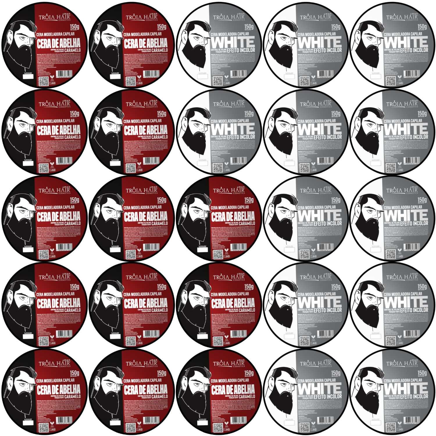 25 Pomadas Modeladoras Caramelo e Incolor 150g Atacado - Tróia Hair