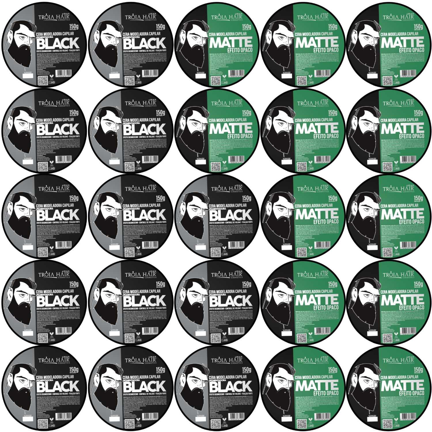25 Pomadas Modeladoras Matte e Black 150g Atacado - Tróia Hair