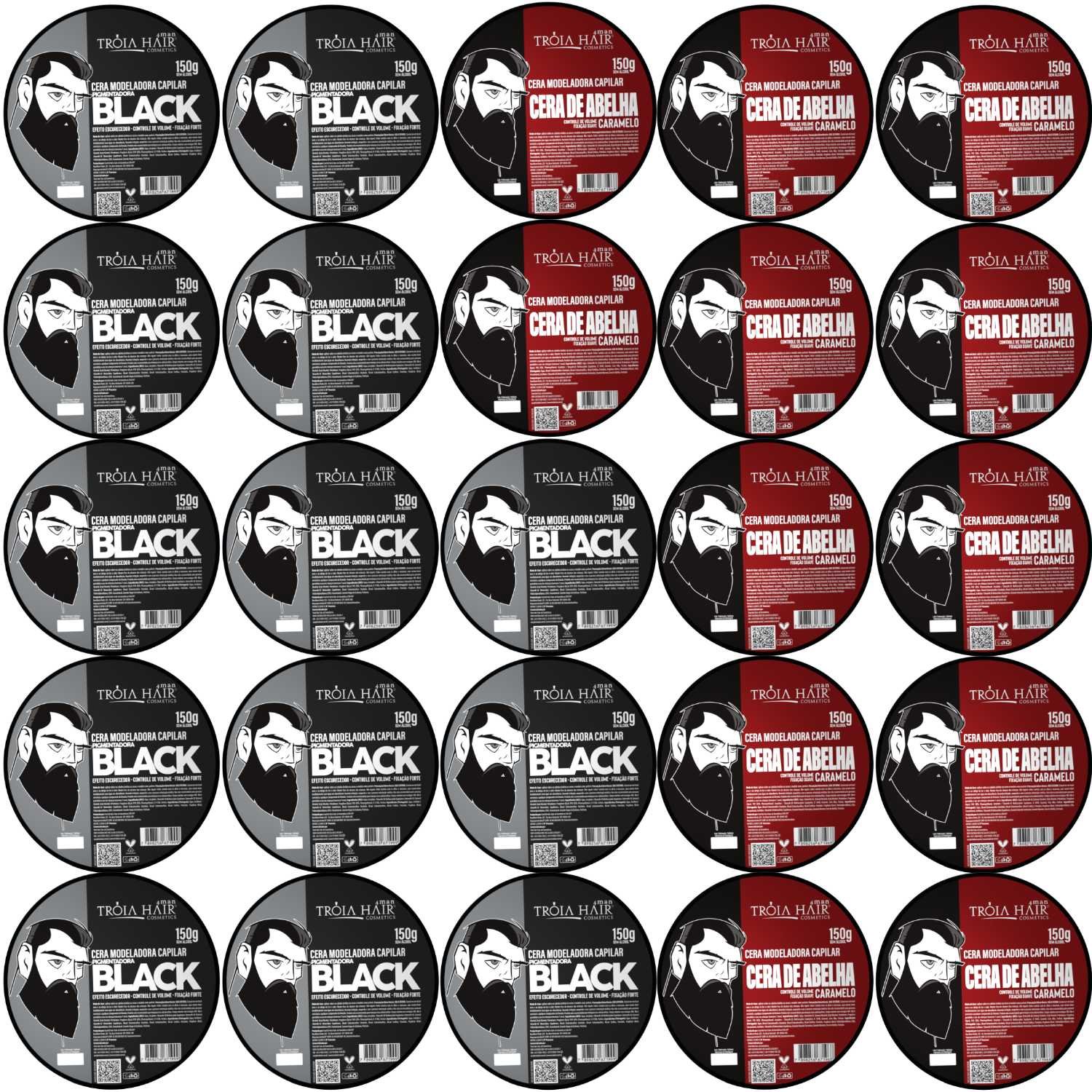 25 Pomadas Modeladoras Black e Caramelito 150g Atacado - Tróia Hair