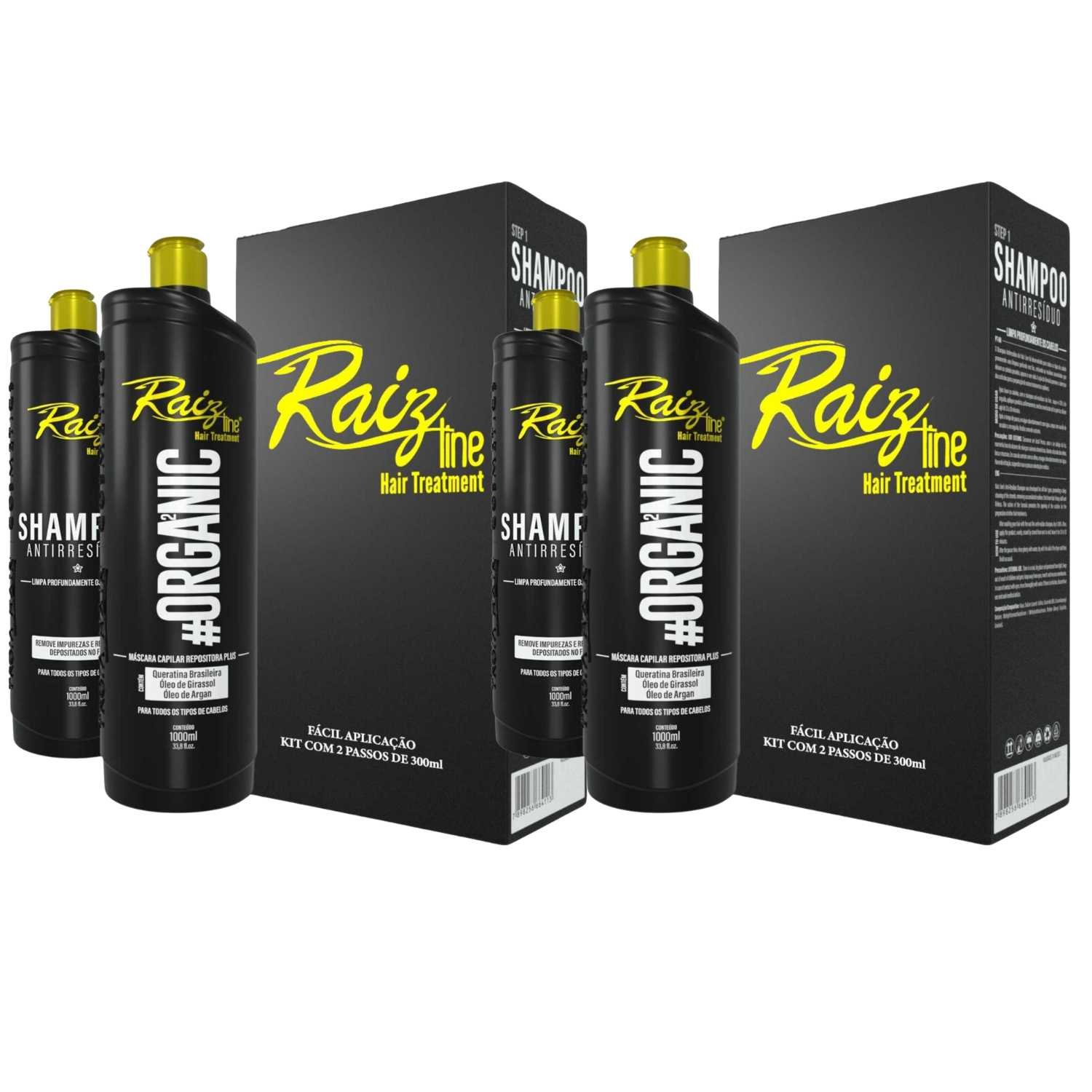 2 Kit Semi Definitiva Orgânica Raiz Line 1L Alisamento inteligente