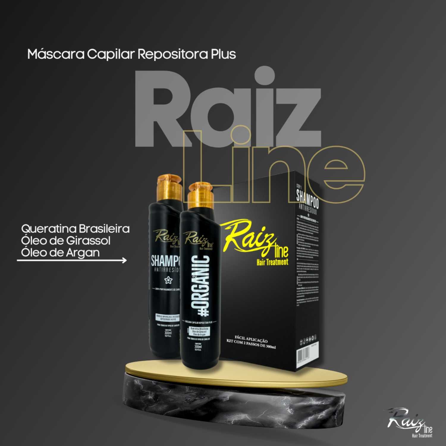 2 Kit Semi Definitiva Orgânica Raiz Line 300ml Alisamento inteligente - Imagem 5