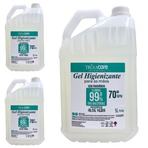 3 Galões Álcool Gel 70%  Antisséptico Troia Care 5L