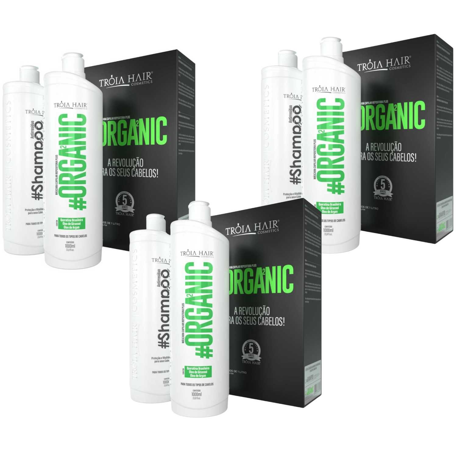 3 Kit Organic Troia Hair Selagem Inteligente Livre de Formol