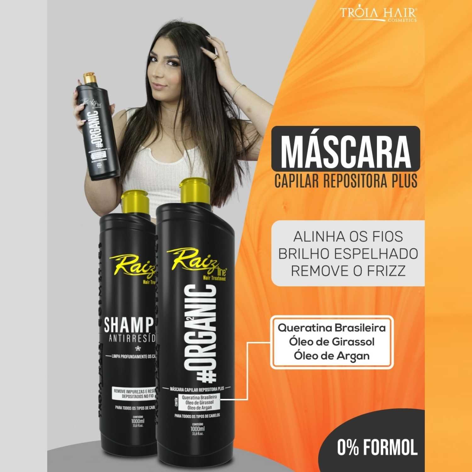 3 Kit Semi Definitiva Orgânica Raiz Line 1L Alisamento inteligente - Imagem 3