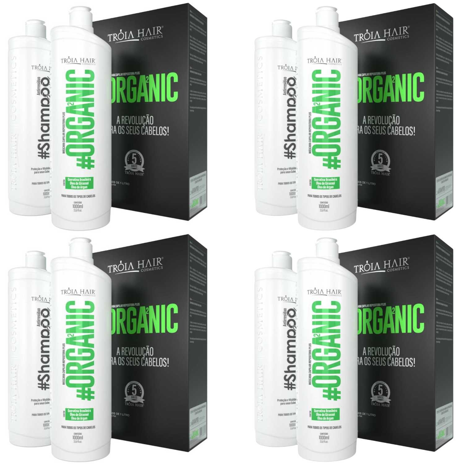 4 Kit Organic Troia Hair Selagem Inteligente Livre de Formol