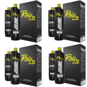 4 Kit Semi Definitiva Orgânica Raiz Line 1L Alisamento inteligente