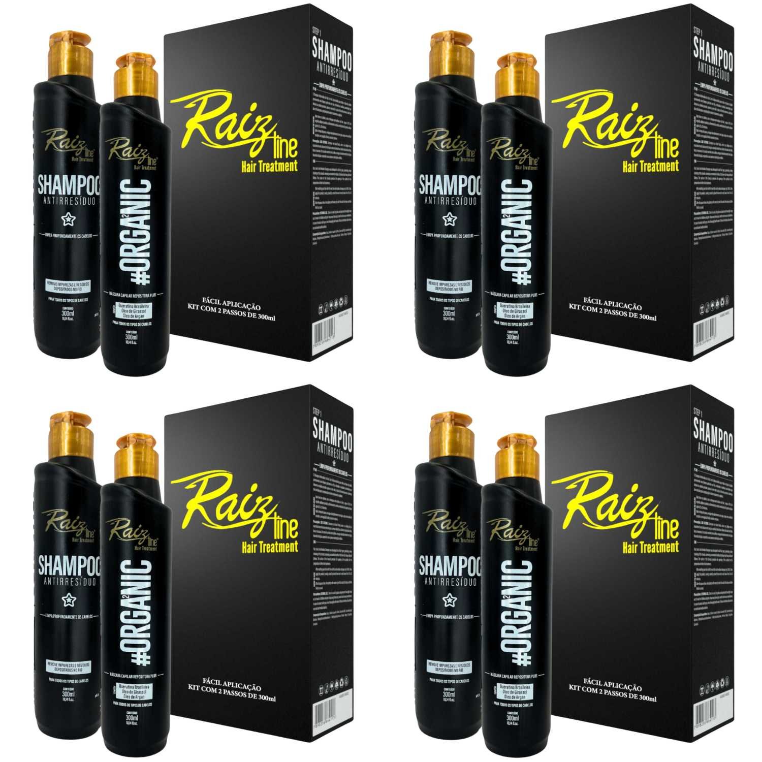 4 Kit Semi Definitiva Orgânica Raiz Line 300ml Alisamento inteligente