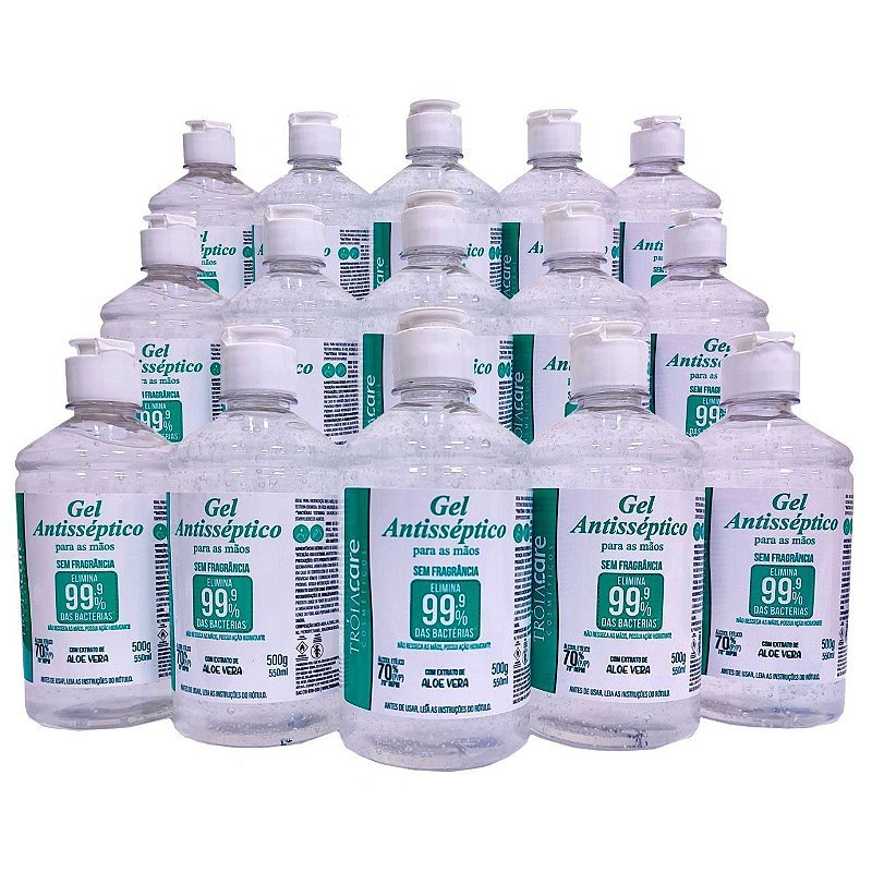 50 Un Álcool Gel 70% Antisséptico Bactericida 500g
