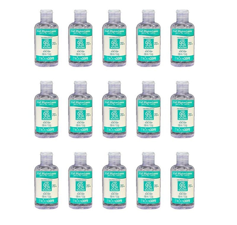 Álcool Gel Antisséptico 70% 15 Unidades de 60ml Troia Care