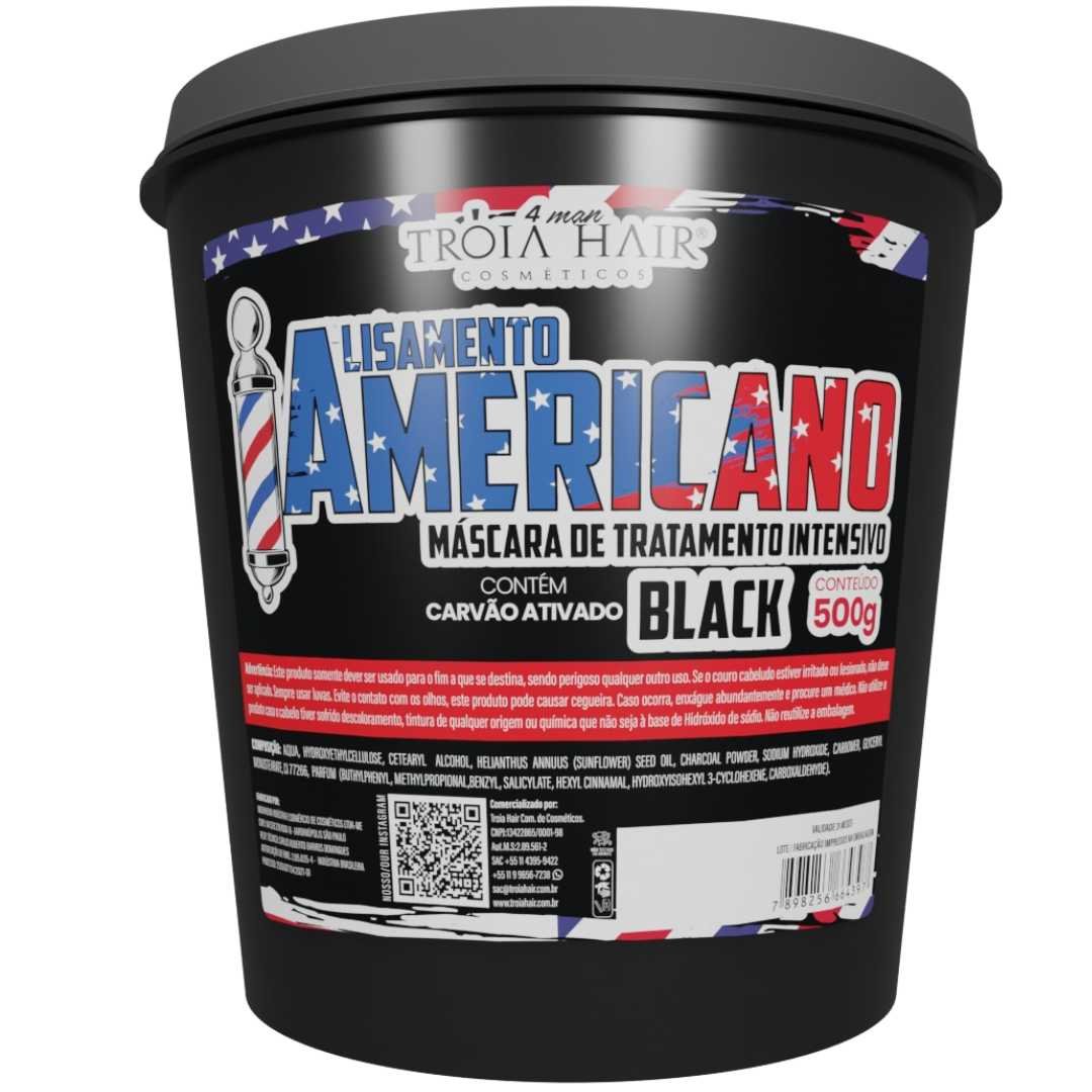 Alisamento Americano Black 500g - Troia Hair 4Man: Alisamento Profissional Rápido