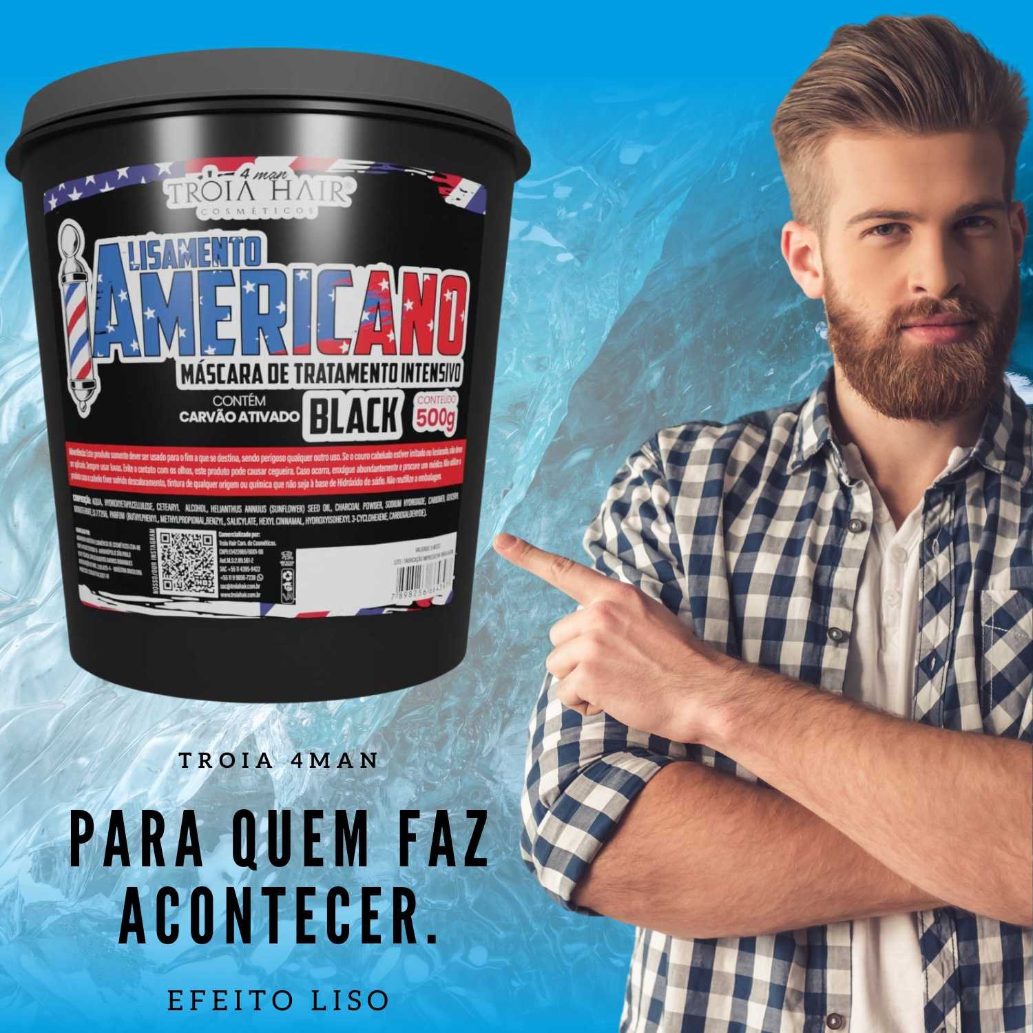 Alisamento Americano Black 500g - Troia Hair 4Man: Alisamento Profissional Rápido - Imagem 2