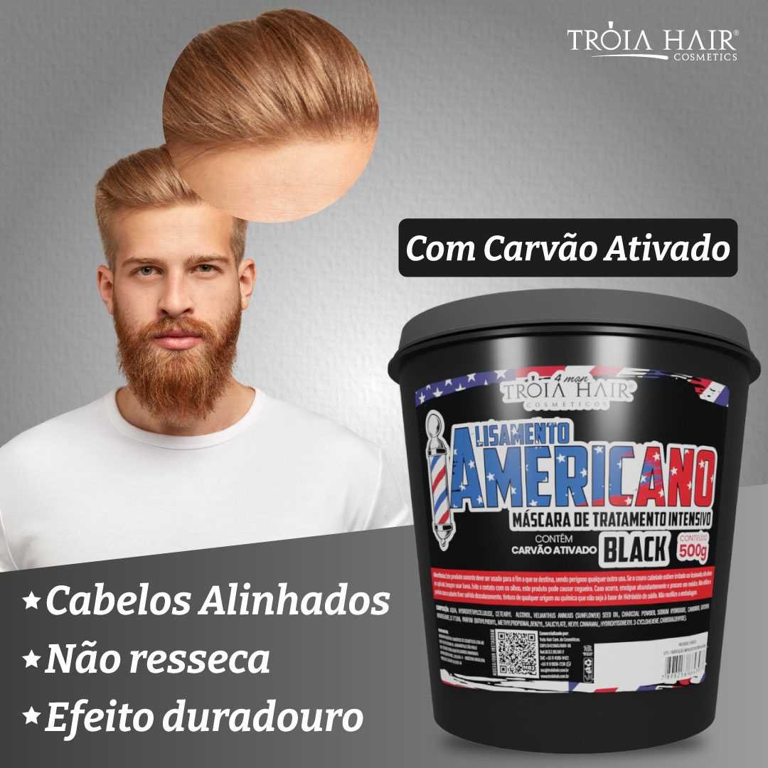 Alisamento Americano Black 500g - Troia Hair 4Man: Alisamento Profissional Rápido - Imagem 9