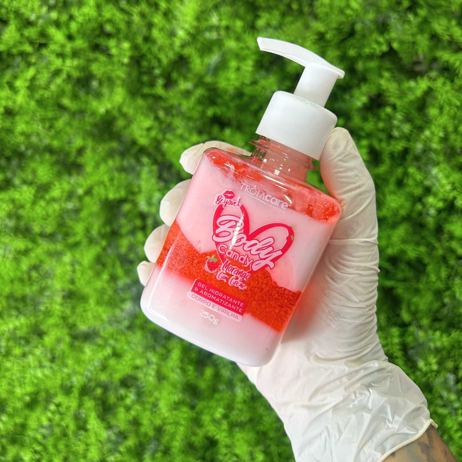 Body Candy Creme E Gel Aromatizante Beijável Morango Com Creme P/ Corpo E Virilha - Tróia Hair - Imagem 2