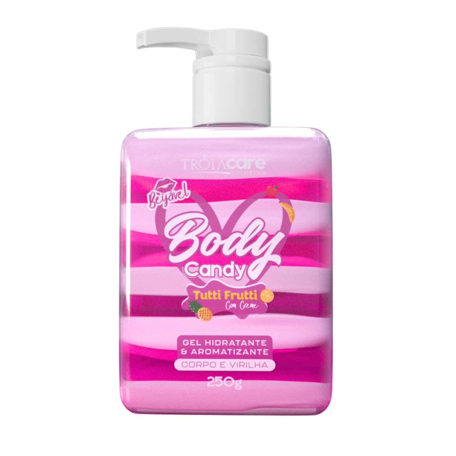 Body Candy Creme E Gel Aromatizante Beijável Tutti Frutti P/ Corpo E Virilha - Tróia Hair