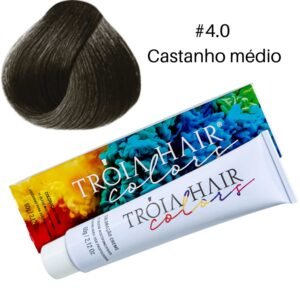 Coloração em Creme Permanente Castanho Médio #4.0 - Troia Hair colors 60g