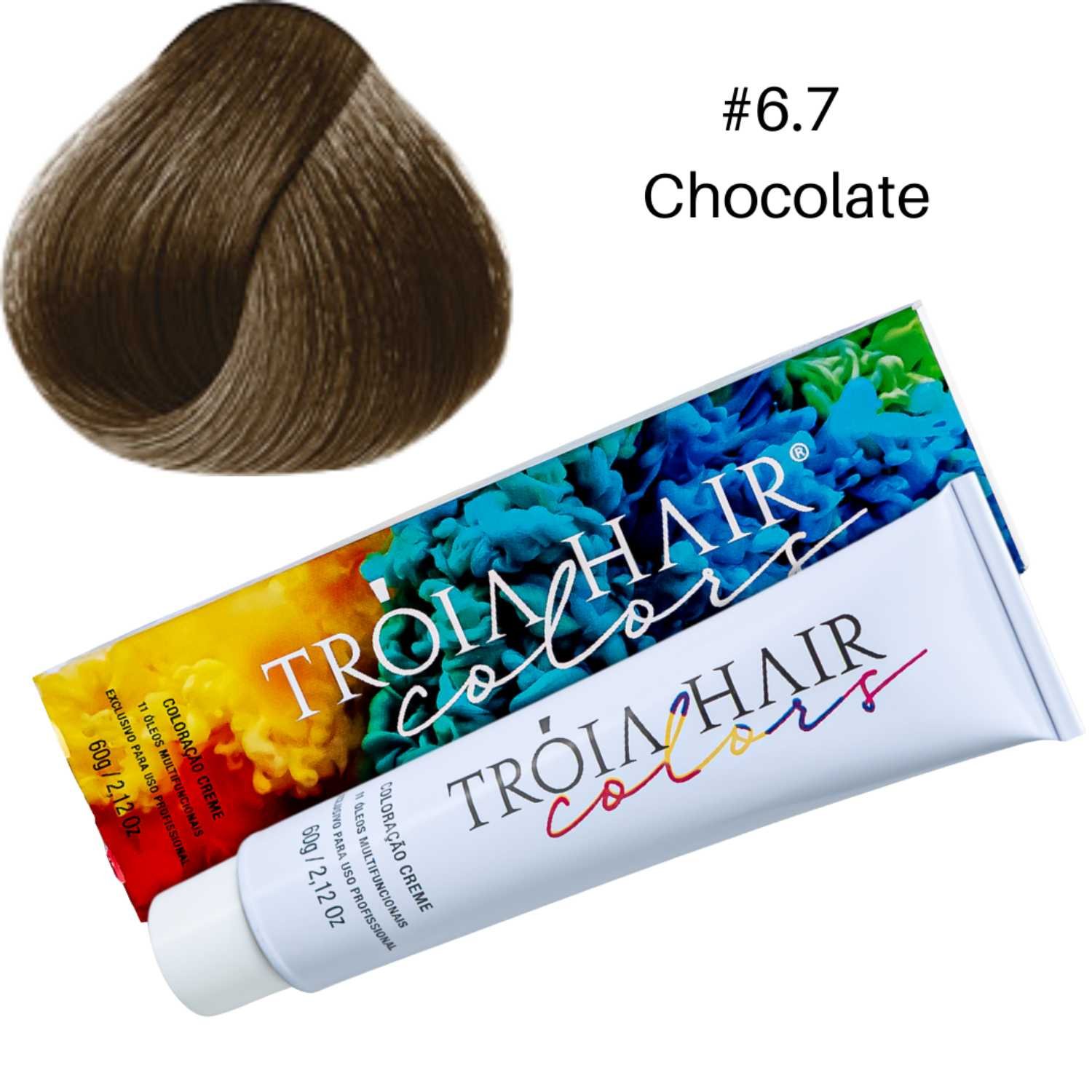 Coloração em Creme Permanente Chocolate #6.7 - Troia Hair colors 60g