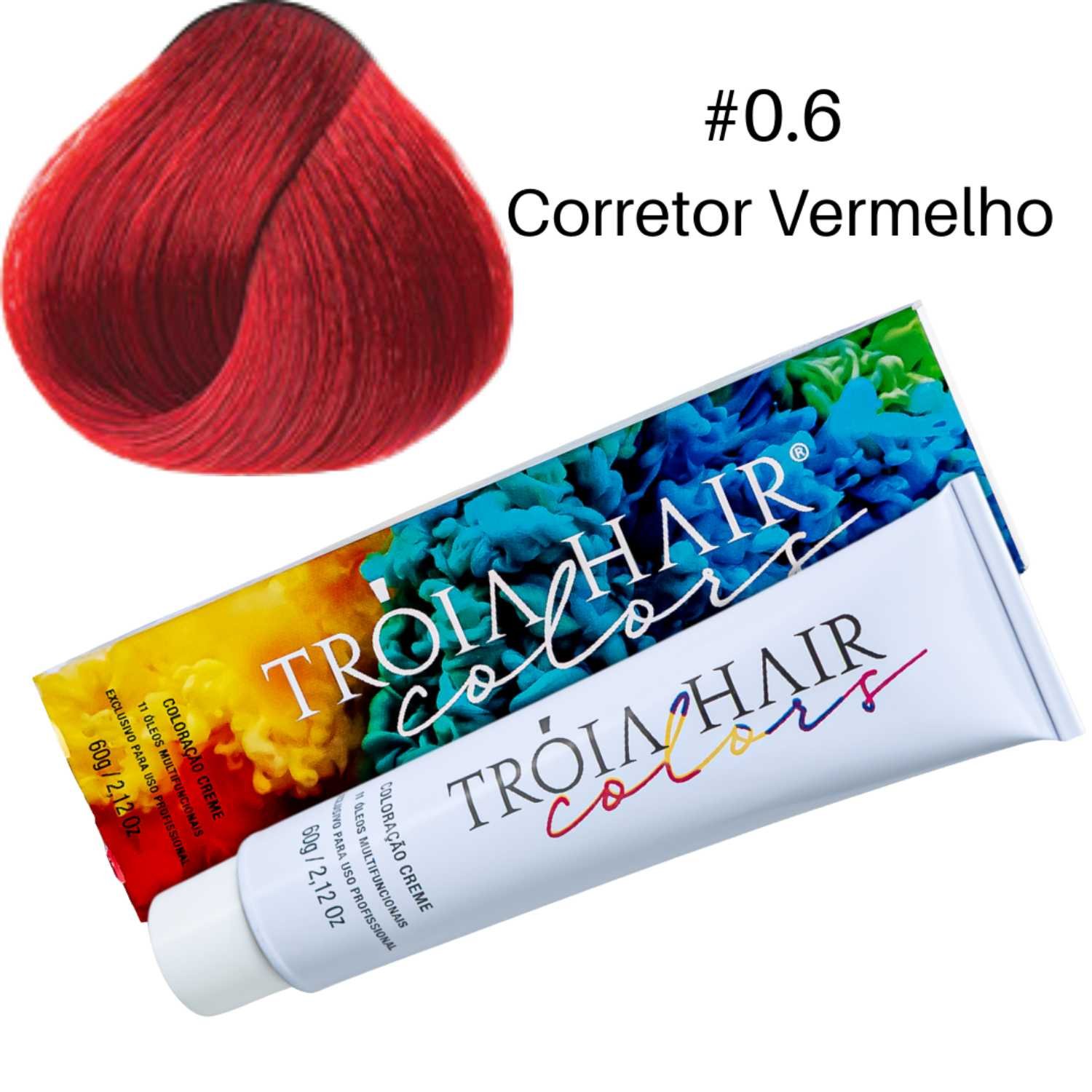 Coloração em Creme Permanente Corretor Vermelho #0.6 - Troia Hair colors 60g