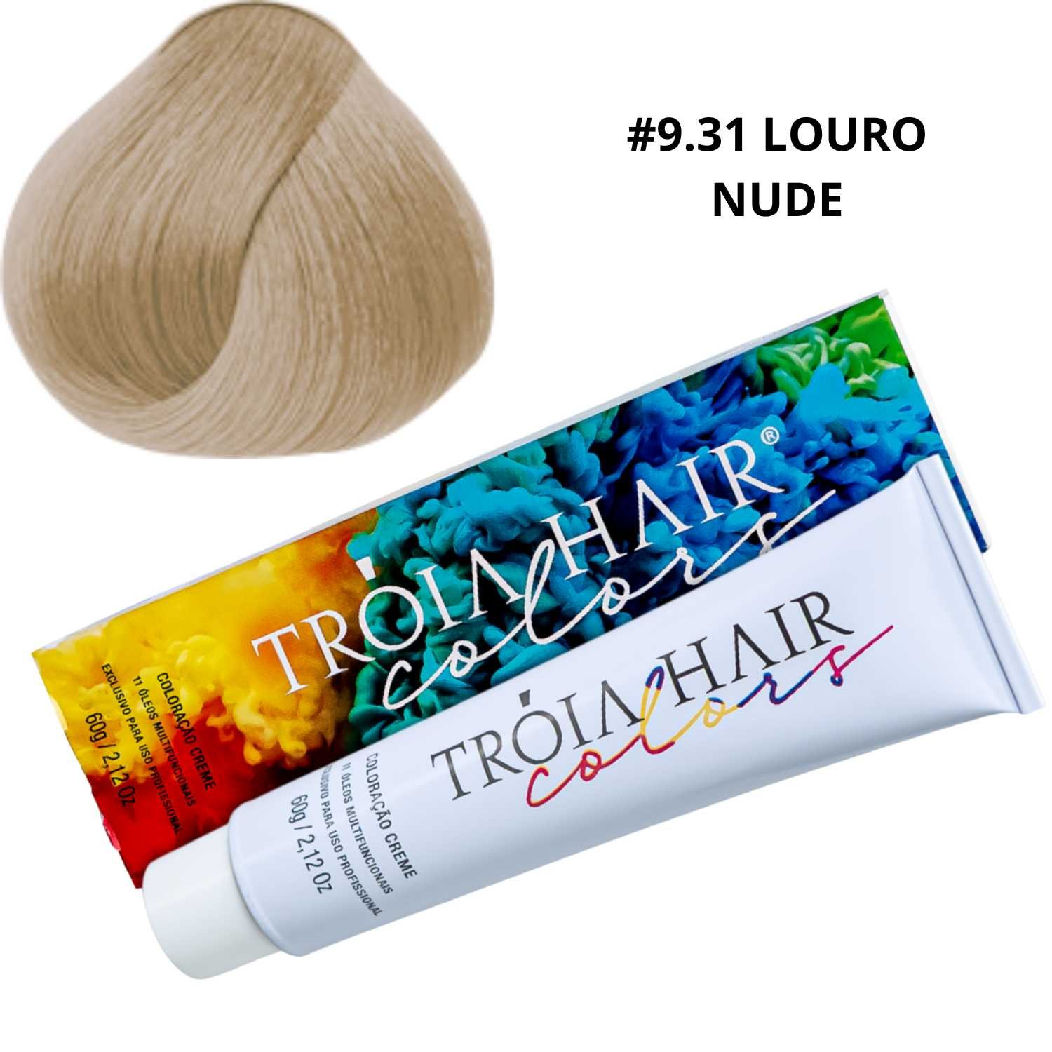 Coloração em Creme Permanente Loiro Nude #9.31 - Troia Hair colors 60g