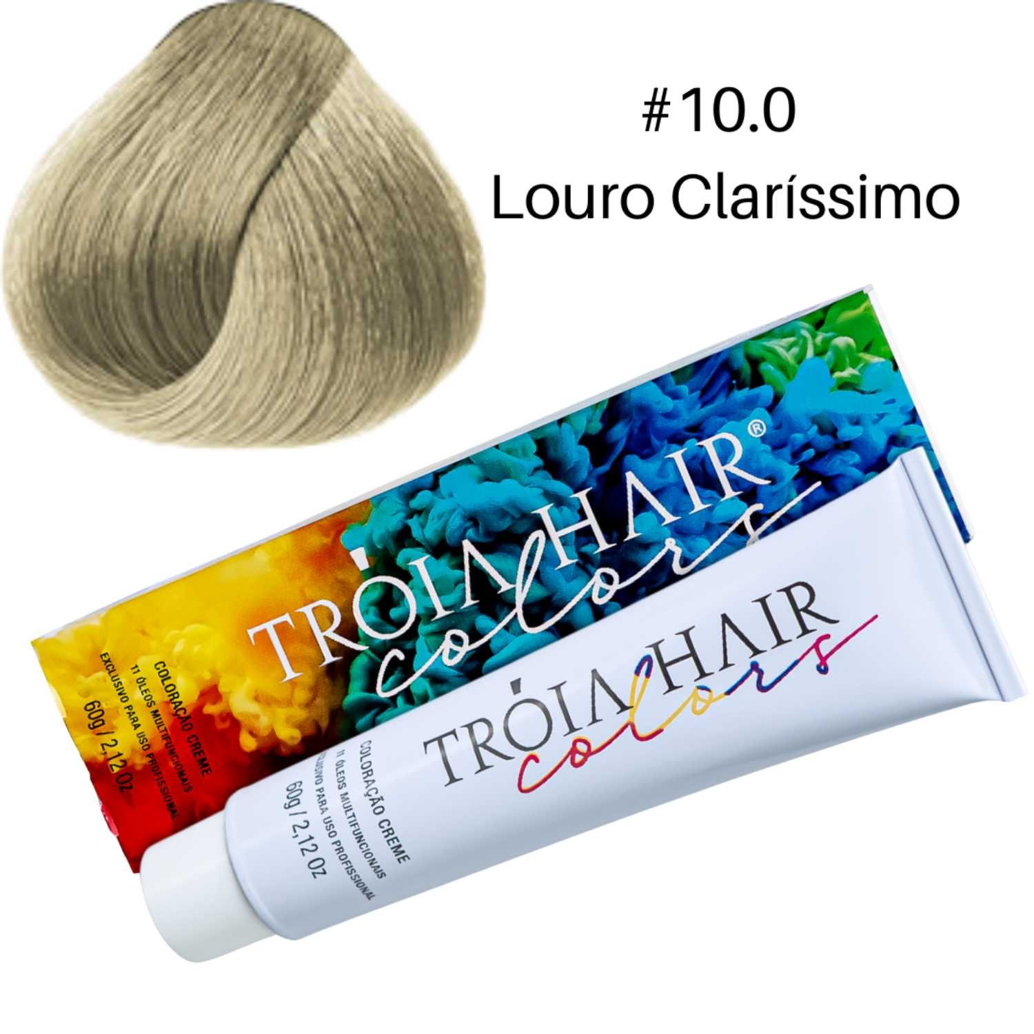 Coloração em Creme Permanente Louro Claríssimo #10.0 - Troia Hair colors 60g