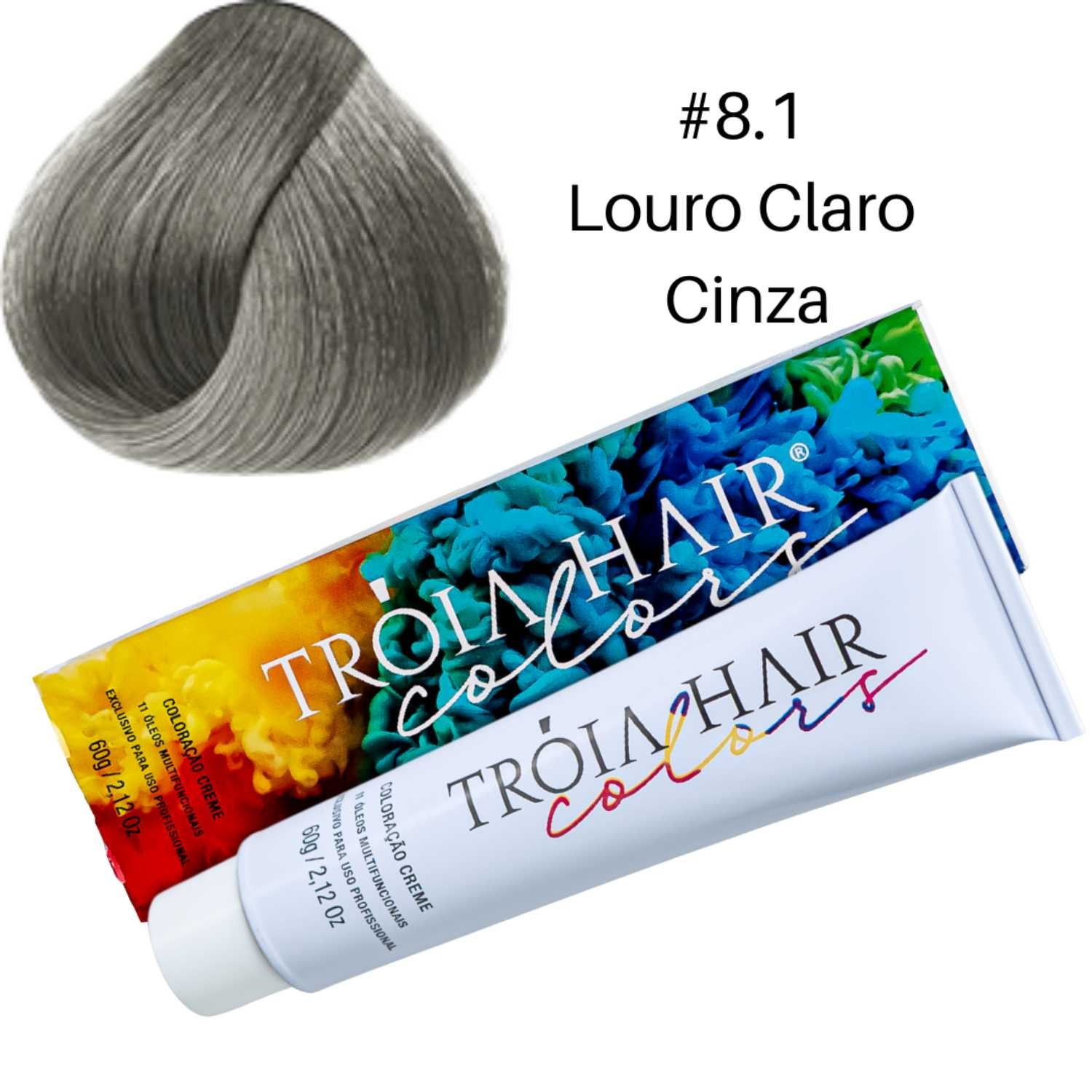 Coloração em Creme Permanente Louro Claro Cinza #8.1 - Troia Hair colors 60g
