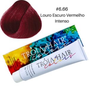 Coloração em Creme Permanente Louro Escuro Vermelho #6.66 - Troia Hair colors 60g