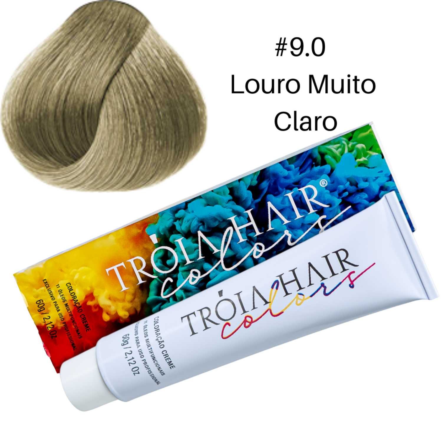 Coloração em Creme Permanente Louro Muito Claro #9.0 - Troia Hair colors 60g