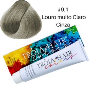 Coloração em Creme Permanente Louro Muito Claro Cinza #9.1 - Troia Hair colors 60g