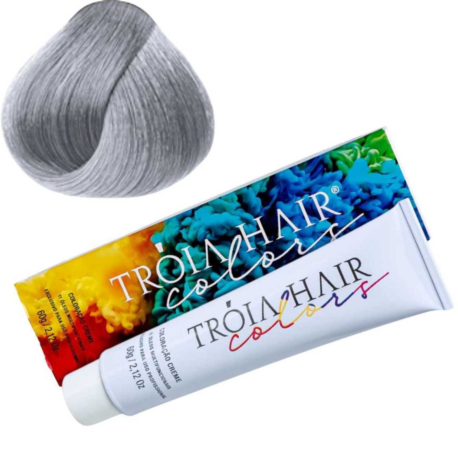 Coloração em Creme Permanente #Metal Azulado - Troia Hair colors 60g - Imagem 3