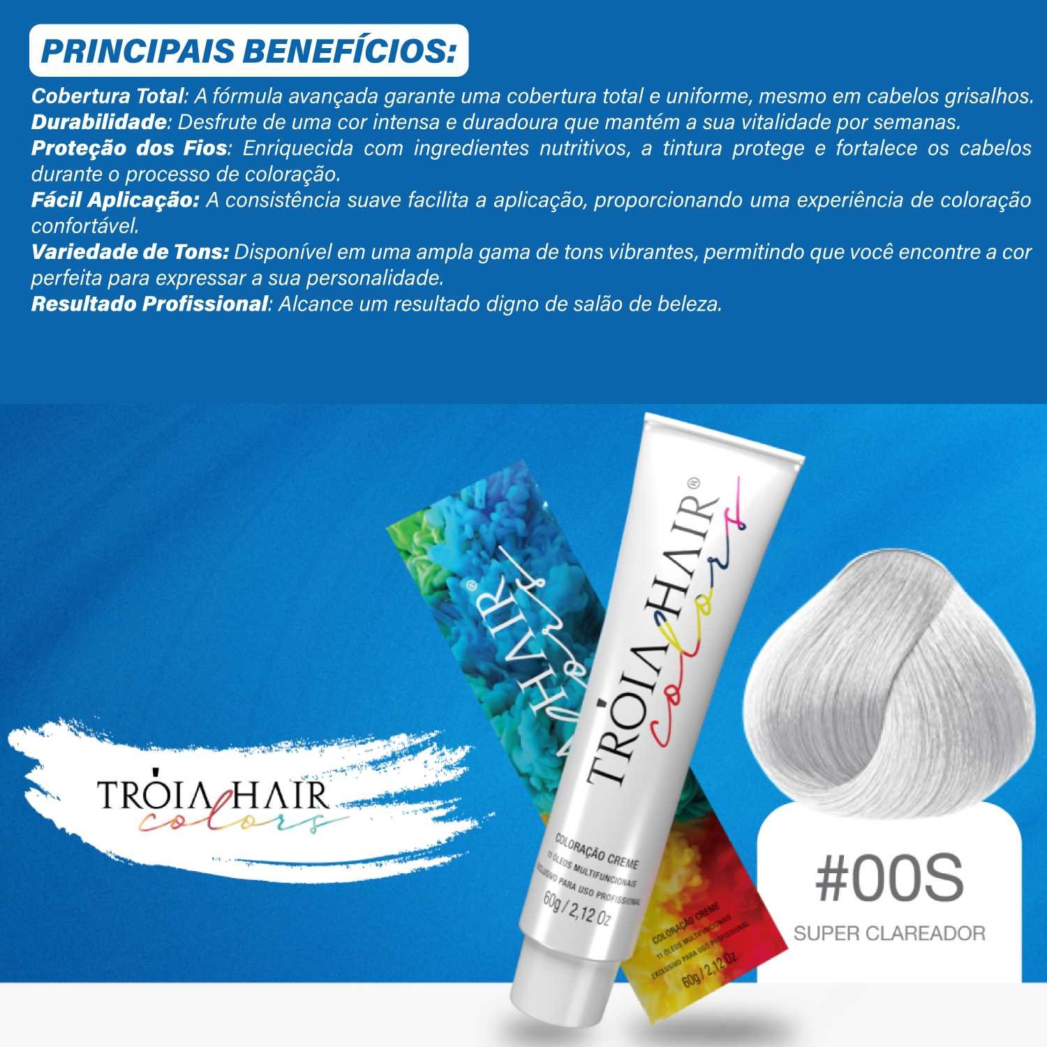 Coloração em Creme Permanente Super Clareador #00S - Troia Hair colors 60g - Imagem 3