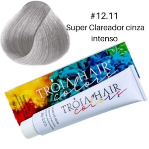 Coloração em Creme Permanente Super Clareador Cinza Intenso #12.11 - Troia Hair colors 60g