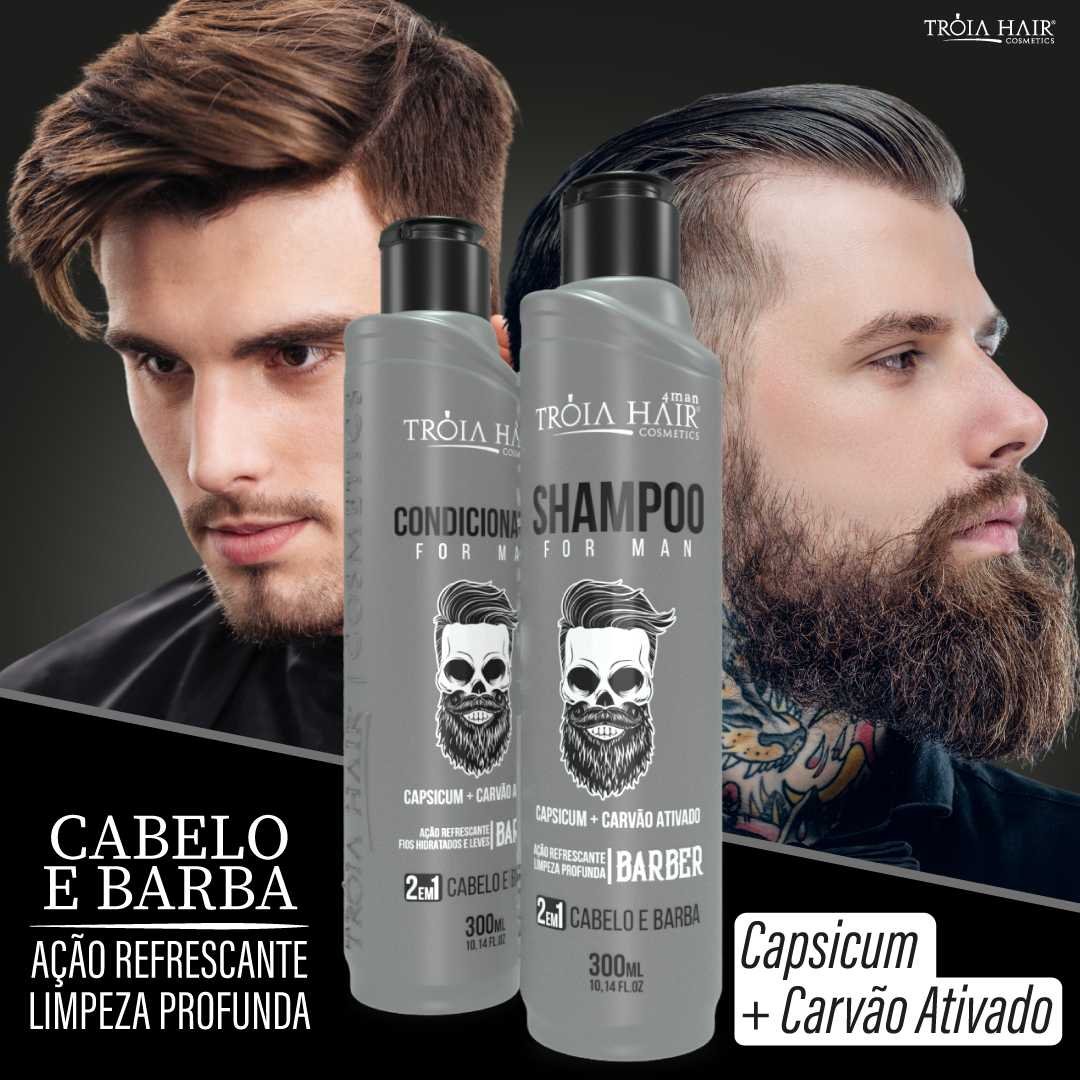 Condicionador 4Man 300ml Com Capsicum e Carvão Ativado - Tróia Hair Cuidado para Cabelo e Barba - Imagem 5