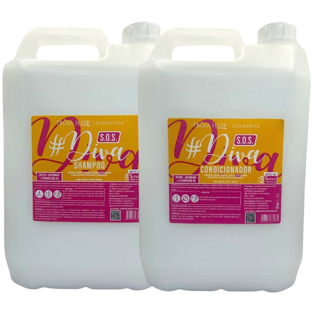Shampoo e Condicionador Lavatório S.O.S Diva Troia Hair 10L