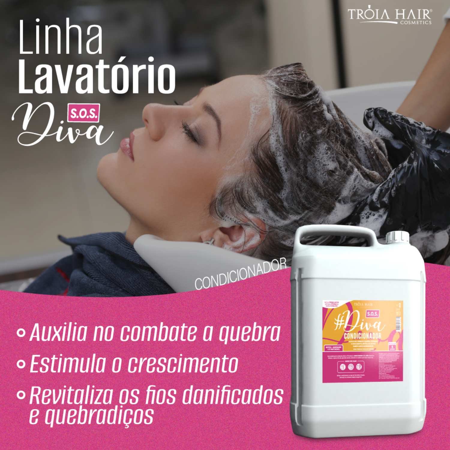 Shampoo e Condicionador Lavatório S.O.S Diva Troia Hair 10L - Imagem 4