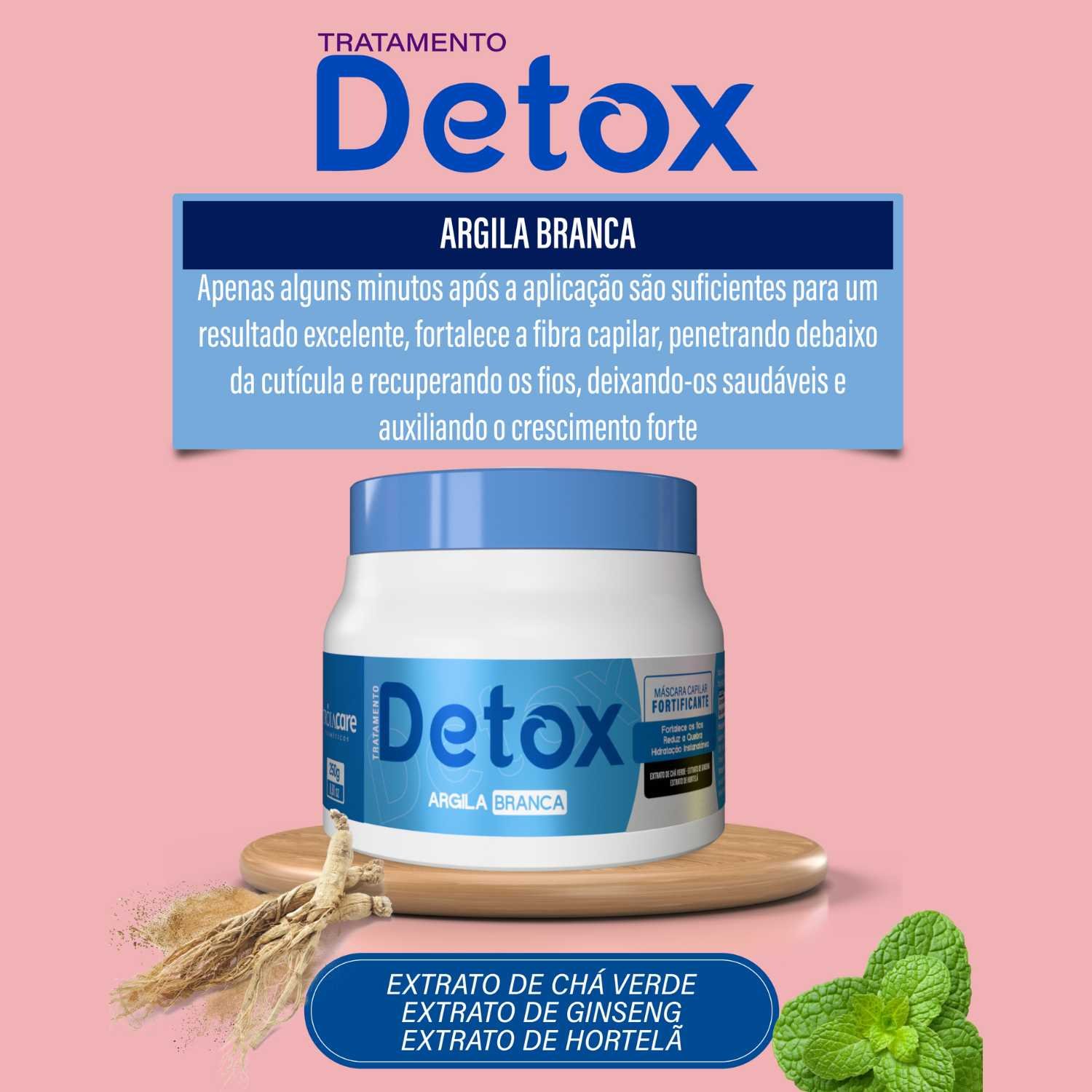 Detox Máscara Argila Branca Fortificante 250g - Troia Care - Imagem 2