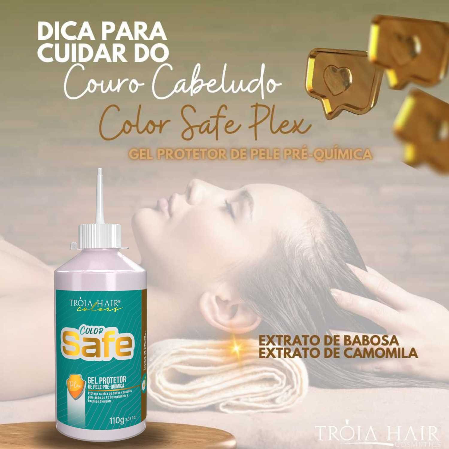 Gel Protetor Para Pele e Couro Cabeludo Color Safe Plex 110g Tróia Hair - Imagem 3