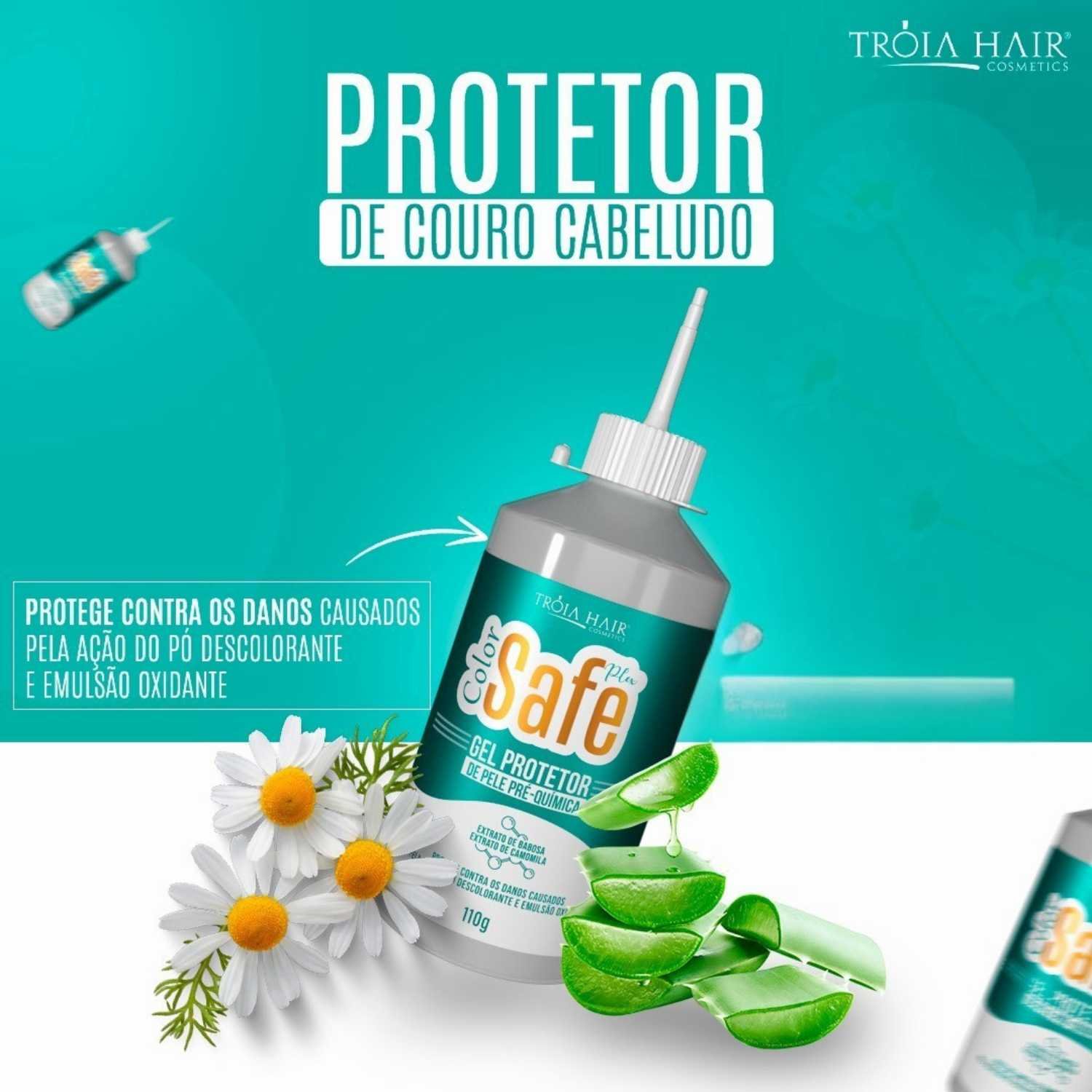 Gel Protetor Para Pele e Couro Cabeludo Color Safe Plex 110g Tróia Hair - Imagem 2