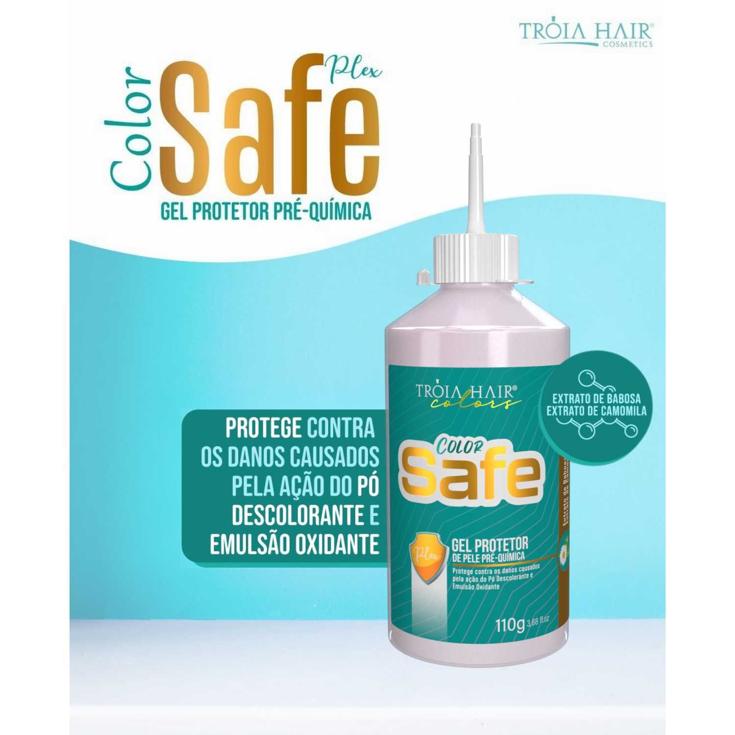 Gel Protetor Para Pele e Couro Cabeludo Color Safe Plex 110g Tróia Hair - Imagem 5