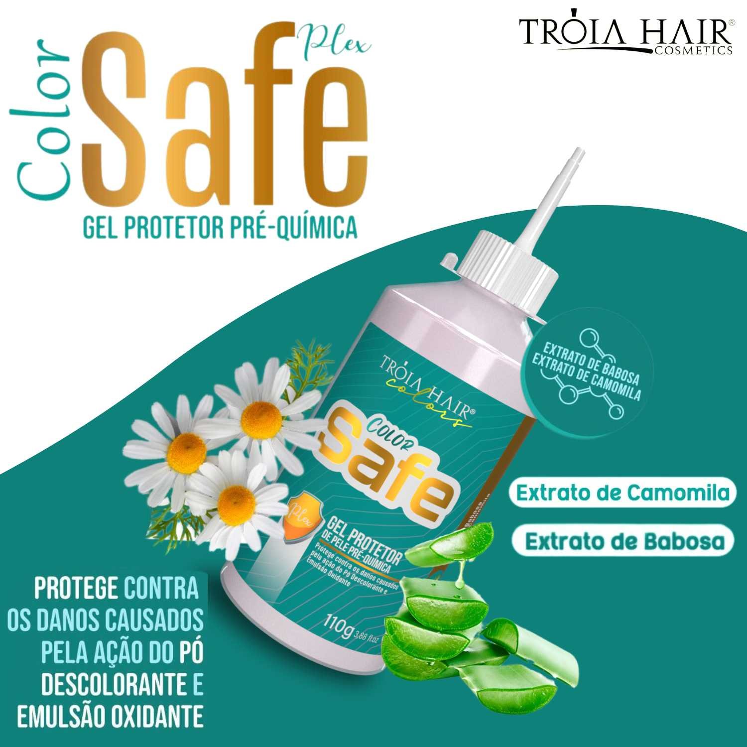 Gel Protetor Para Pele e Couro Cabeludo Color Safe Plex 110g Tróia Hair - Imagem 6
