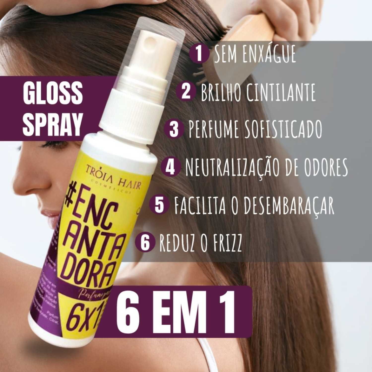 Gloss Spray #Encantadora 6 em 1 Perfume Capilar - 70ml - Troia Hair - Imagem 2