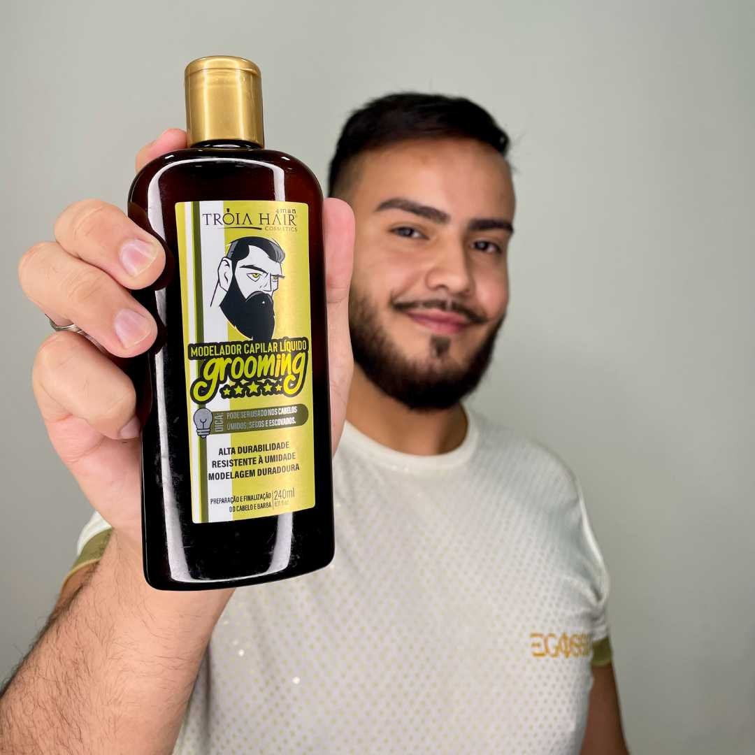 Grooming Modelador Capilar Liquido 140ml Tróia Hair 4man - Imagem 4