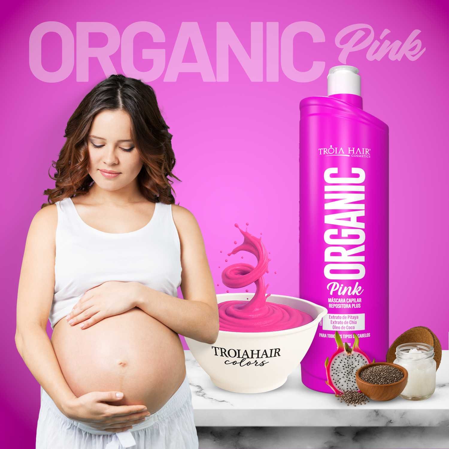Kit 3x1L Progressiva Tróia Hair Organic, Vegana e Pink Alinhamento Capilar Natural - Imagem 6