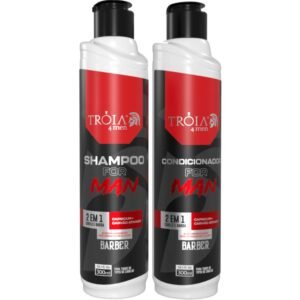 Kit 4Man Shamp e Cond 300ml Com Capsicum e Carvão Ativado - Troia Hair Cuidado para Cabelo e Barba