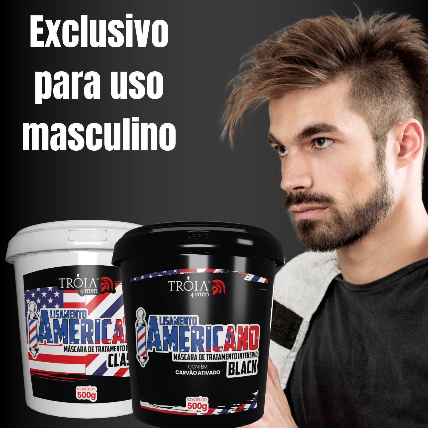 KIT ALISAMENTO AMERICANO BLACK + SHAMPOO NEUTRALIZANTE + MÁSCARA PODEROSA - TRÓIA HAIR 4MAN - Imagem 2