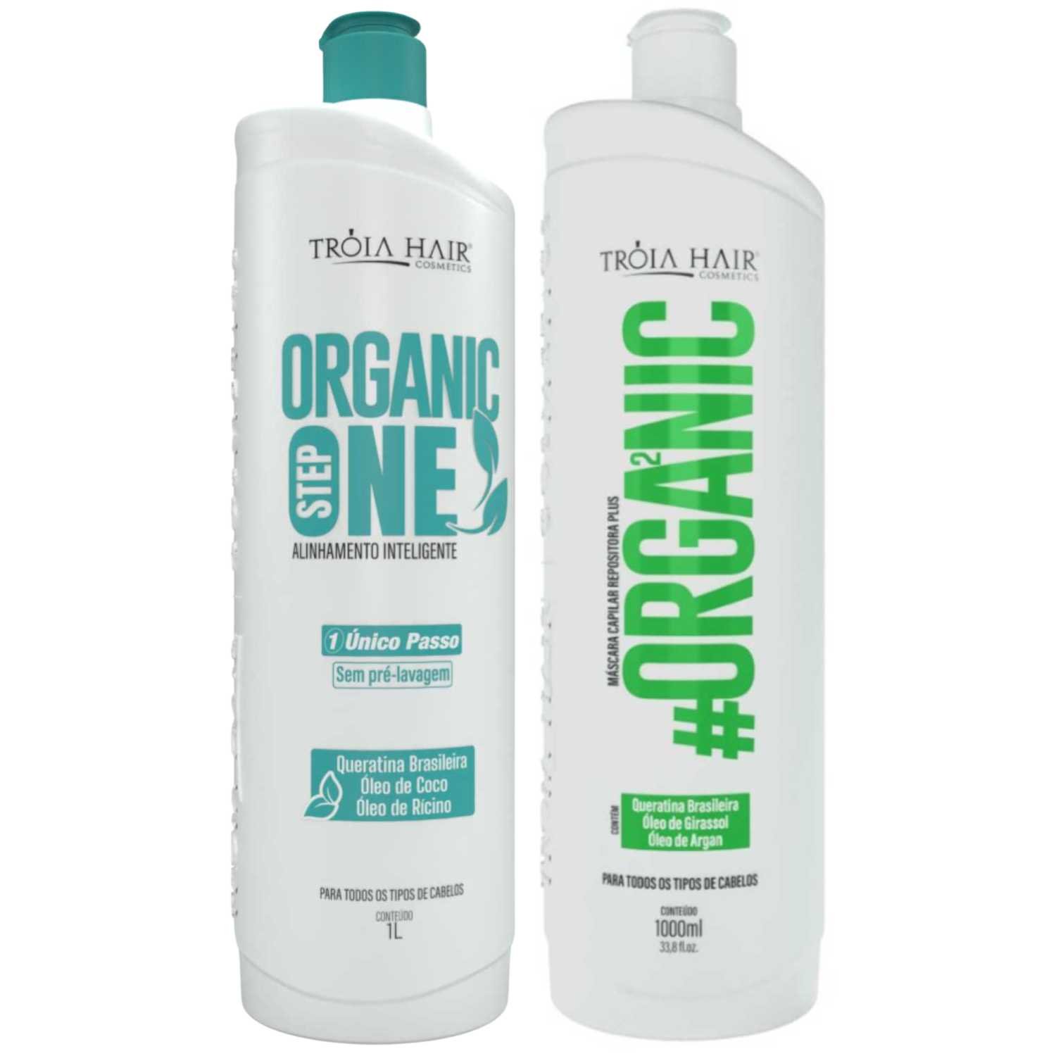 Kit Alisamento Orgânico com Nutrição e Proteção  Tróia Hair 2x1L