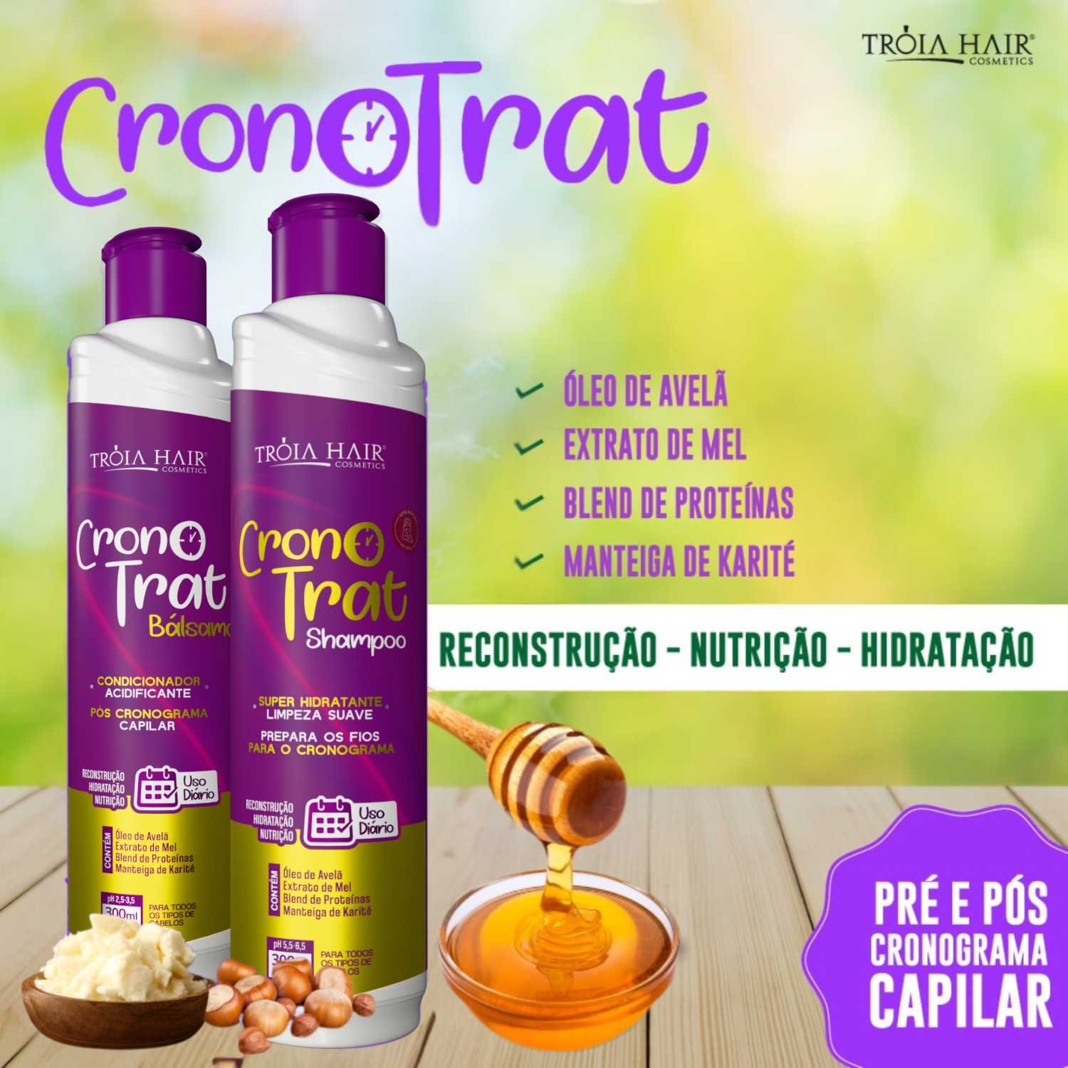 Kit Bálsamo Cronotrat 300ml - Qatar Hair: Nutrição e Maciez Diária para Seus Fios - Imagem 2