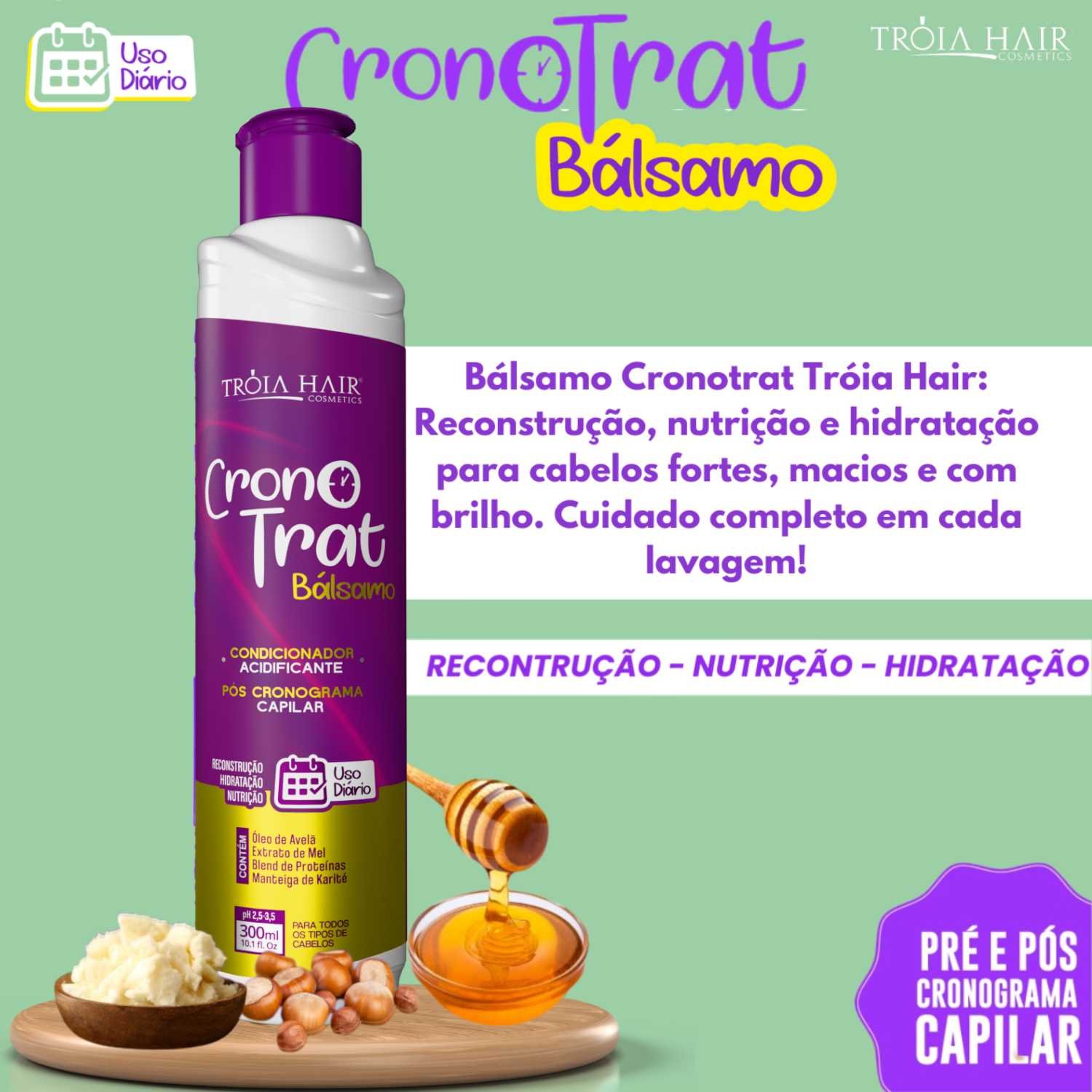 Kit Bálsamo Cronotrat 300ml - Qatar Hair: Nutrição e Maciez Diária para Seus Fios - Imagem 4