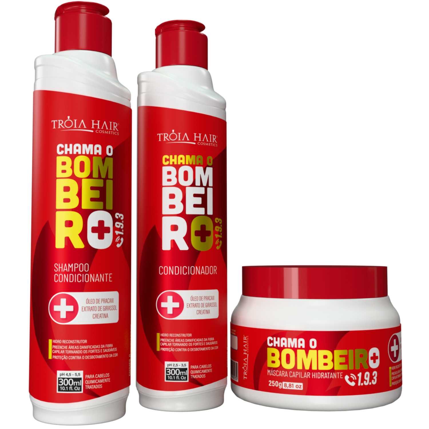Kit Bombeiro Pré e Pós Coloração - Recuperação Completa para Cabelos Quimicamente Tratados - 850ml